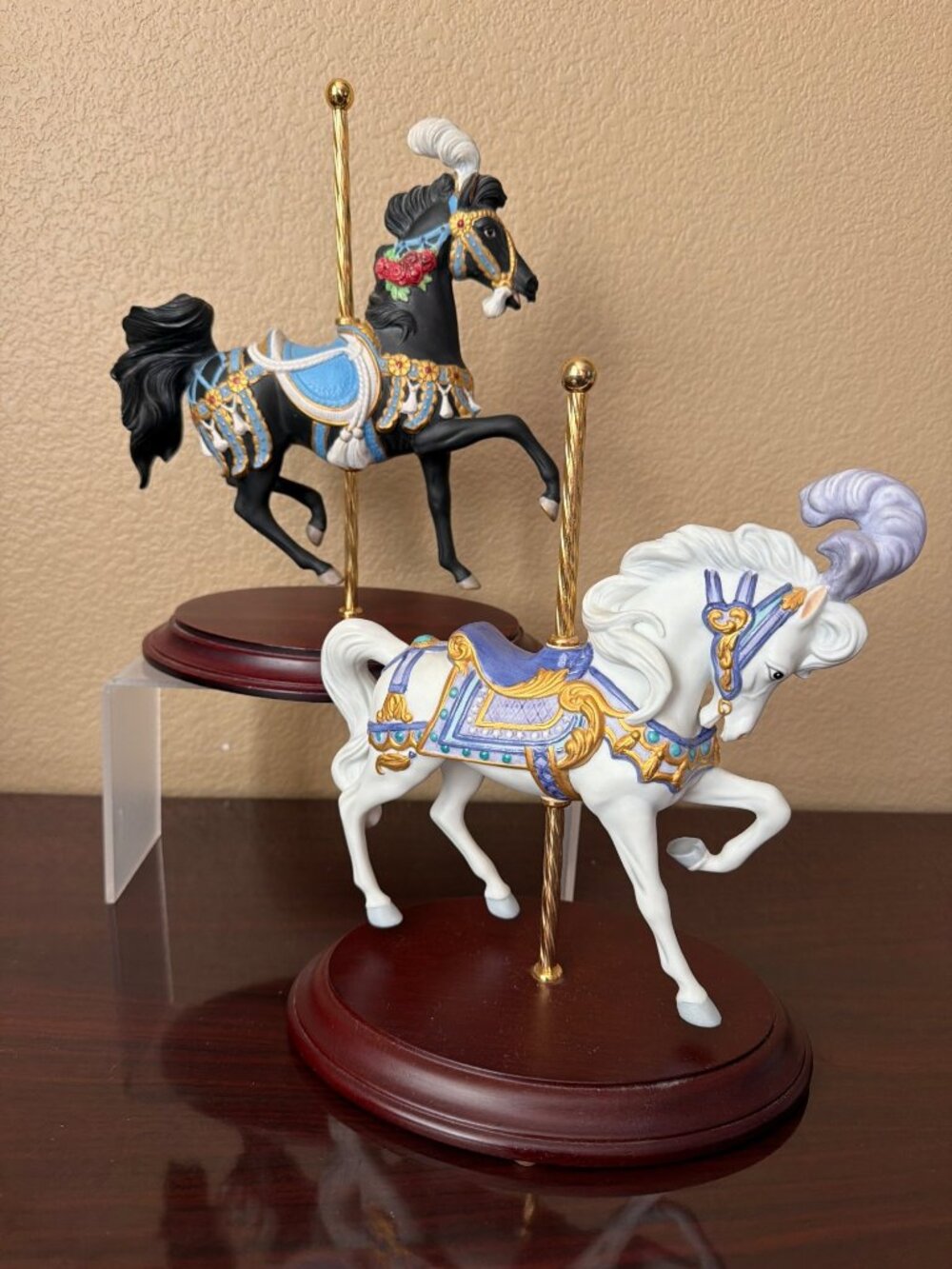 Set of 2 Franklin Mint Lynn Lupetti Carousel Horsees Royal Splendor & Majesty
